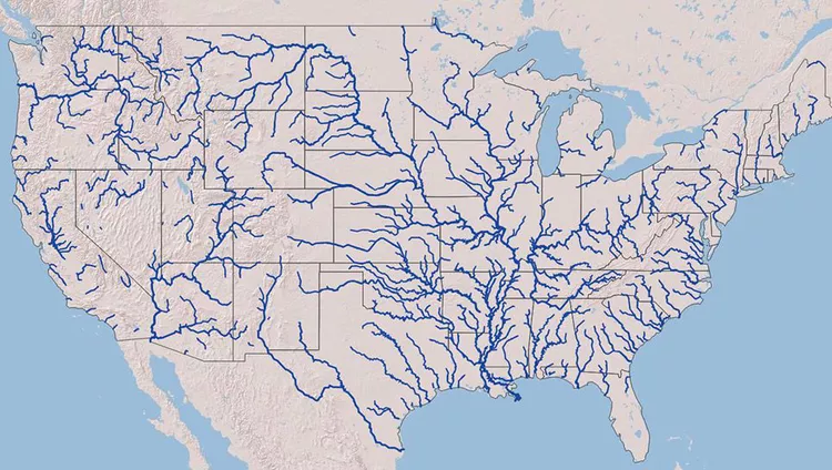 Map of America's major river watersheds